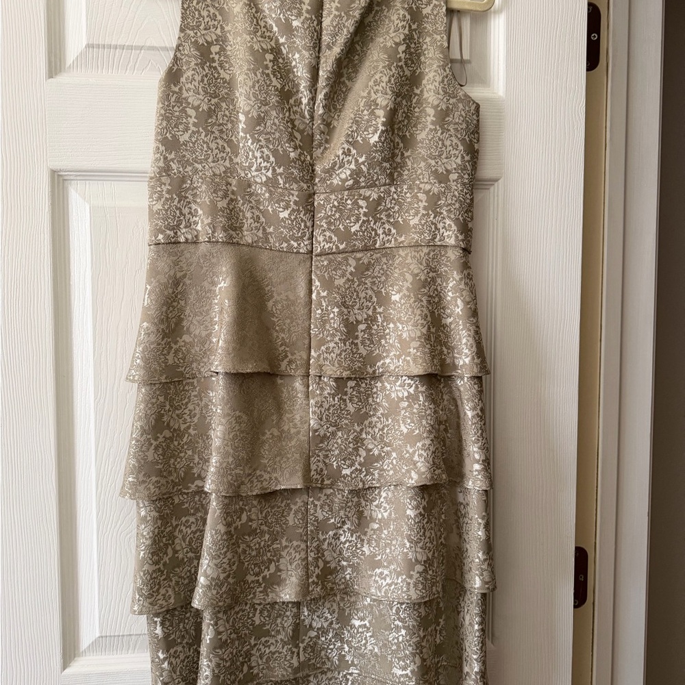 R&M Richards Taupe Metallic Brocade Dress with Jacket - Picture 4 of 8